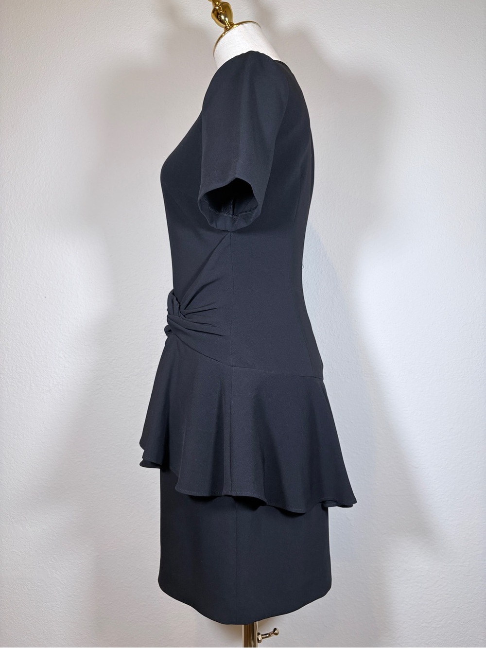Cinq a Sept Fontaine Crewneck Flounce Black Mini Dress Size 2 - Picture 2 of 10
